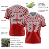 Custom Gray Red-White Authentic Abstract Geometric Lines Gradient Football Jersey