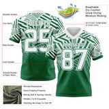 Custom White-Kelly Green Authentic Abstract Geometric Lines Gradient Football Jersey