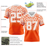 Custom White-Orange Authentic Abstract Geometric Lines Gradient Football Jersey