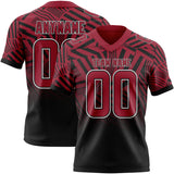 Custom Cardinal Black-White Authentic Abstract Geometric Lines Gradient Football Jersey