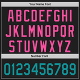 Custom Black Teal-Pink Raglan Line Gradient Stripe Authentic Baseball Jersey