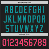 Custom Black Neon Pink-Teal Raglan Line Gradient Stripe Authentic Baseball Jersey