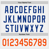 Custom White Orange-Royal Raglan Line Gradient Stripe Authentic Baseball Jersey