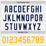 Custom White Gold-Navy Raglan Line Gradient Stripe Authentic Baseball Jersey