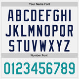 Custom White Teal-Navy Raglan Line Gradient Stripe Authentic Baseball Jersey