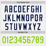Custom White Neon Green-Navy Raglan Line Gradient Stripe Authentic Baseball Jersey