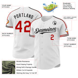 Custom White Red-Black Raglan Line Gradient Stripe Authentic Baseball Jersey