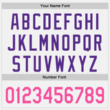 Custom White Pink-Purple Raglan Line Gradient Stripe Authentic Baseball Jersey