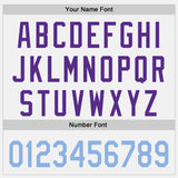Custom White Light Blue-Purple Raglan Line Gradient Stripe Authentic Baseball Jersey