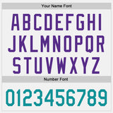 Custom White Teal-Purple Raglan Line Gradient Stripe Authentic Baseball Jersey