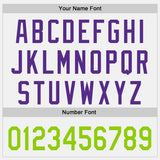Custom White Neon Green-Purple Raglan Line Gradient Stripe Authentic Baseball Jersey