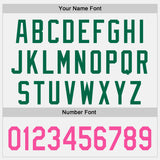 Custom White Pink-Kelly Green Raglan Line Gradient Stripe Authentic Baseball Jersey