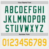Custom White Gold-Kelly Green Raglan Line Gradient Stripe Authentic Baseball Jersey