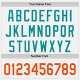 Custom White Orange-Teal Raglan Line Gradient Stripe Authentic Baseball Jersey