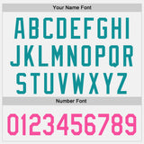 Custom White Pink-Teal Raglan Line Gradient Stripe Authentic Baseball Jersey