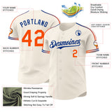 Custom Cream Orange-Royal Raglan Line Gradient Stripe Authentic Baseball Jersey