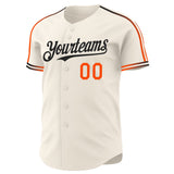 Custom Cream Orange-Black Raglan Line Gradient Stripe Authentic Baseball Jersey