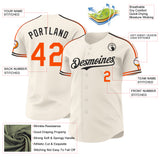 Custom Cream Orange-Black Raglan Line Gradient Stripe Authentic Baseball Jersey