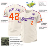 Custom Cream Orange-Purple Raglan Line Gradient Stripe Authentic Baseball Jersey