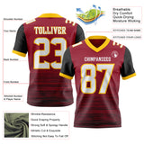 Custom Cardinal White Black-Yellow Authentic Fluid Scratch Waves Football Jersey