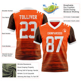 Custom Orange White-Brown Authentic Fluid Scratch Waves Football Jersey