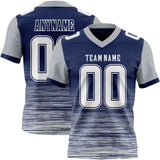 Custom Navy White-Gray Authentic Fluid Scratch Waves Football Jersey