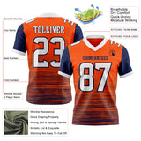 Custom Orange White-Navy Authentic Fluid Scratch Waves Football Jersey