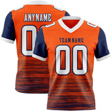 Custom Orange White-Navy Authentic Fluid Scratch Waves Football Jersey