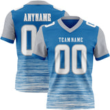 Custom Blue White-Gray Authentic Fluid Scratch Waves Football Jersey