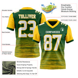 Custom Green White-Yellow Authentic Fluid Scratch Waves Football Jersey