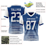 Custom US Navy Blue-White Authentic Fluid Scratch Waves Football Jersey