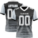 Custom Black White-Silver Authentic Fluid Scratch Waves Football Jersey