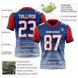 Custom US Navy Blue White-Red Authentic Fluid Scratch Waves Football Jersey