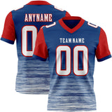 Custom US Navy Blue White-Red Authentic Fluid Scratch Waves Football Jersey