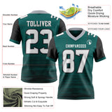 Custom Midnight Green White Black-Gray Authentic Fluid Scratch Waves Football Jersey