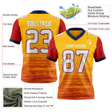 Custom Gold White Red Gray-Navy Authentic Fluid Scratch Waves Football Jersey