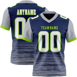 Custom Navy White Gray-Neon Green Authentic Fluid Scratch Waves Football Jersey