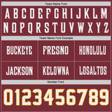 Custom Burgundy White-Gold Authentic Fluid Scratch Waves Football Jersey