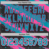 Custom Black Teal Pink-White Brush Stroke Splatter Starburst Performance T-Shirt