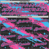 Custom Black Pink-Sky Blue Brush Stroke Splatter Starburst Performance T-Shirt