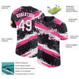 Custom Black White-Pink Brush Stroke Splatter Starburst Performance T-Shirt