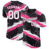 Custom Black White-Pink Brush Stroke Splatter Starburst Performance T-Shirt
