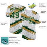 Custom White Green-Old Gold Brush Stroke Splatter Starburst Performance T-Shirt