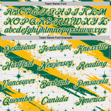 Custom White Kelly Green-Gold Brush Stroke Splatter Starburst Performance T-Shirt