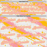 Custom White Medium Pink-Gold Brush Stroke Splatter Starburst Performance T-Shirt