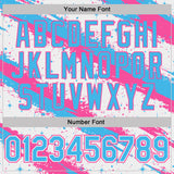 Custom White Sky Blue-Pink Brush Stroke Splatter Starburst Performance T-Shirt