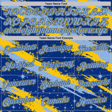 Custom Royal Light Blue-Yellow Brush Stroke Splatter Starburst Performance T-Shirt