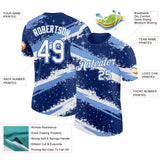 Custom Royal White-Light Blue Brush Stroke Splatter Starburst Performance T-Shirt
