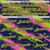 Custom Navy Neon Green-Pink Brush Stroke Splatter Starburst Performance T-Shirt
