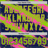 Custom Navy Neon Green-Pink Brush Stroke Splatter Starburst Performance T-Shirt